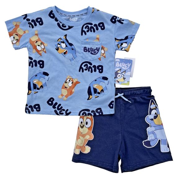 Bluey Bingo Two Piece Set Short Sleeve Shirt and Shorts Clear Sky Size 4T NWT - Picture 1 of 7